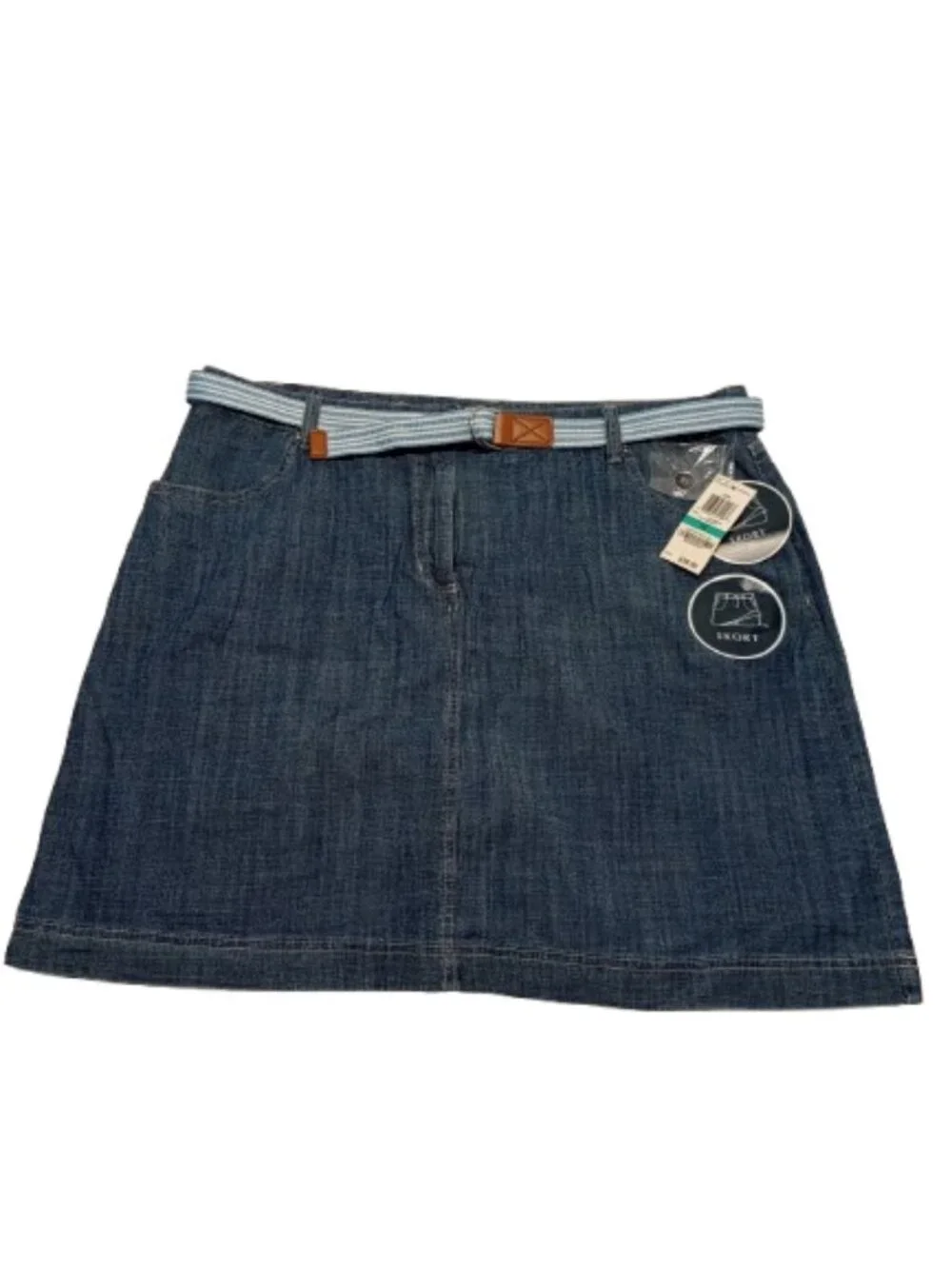 Karen Scott Chambray Denim Skort with Belt Women's Size 16 NWT